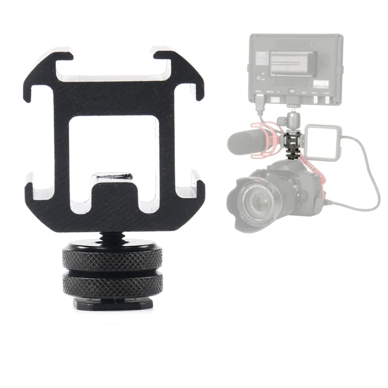Camera Accessories Camera Bracket Camera Mount Bracket Triple Hot Shoe Mount Adapter Dual Screws Bracket Stand Holder For DSLR Camera For LED Video Microphone Monitor Flash Light