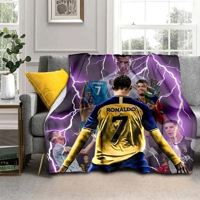 Cristiano R-Ronaldo CR7 Pattern Flannel Throw Blanket,Multi-purpose Holiday Gift Blanket Warm And Soft Blankets All Seasons 2