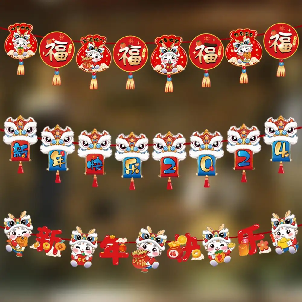 

Hanging Dragon Year Eco-friendly Spring Festival Vibrant New Year Decoration Party Ornament Spring Festival Flags