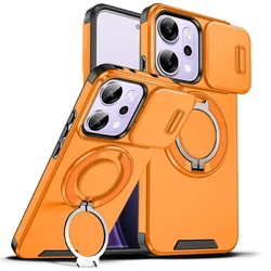 Magnetic Ring Armor Slide Camera Lens Charging Case for OPPO Reno16 FS 5G (LK Yellow)