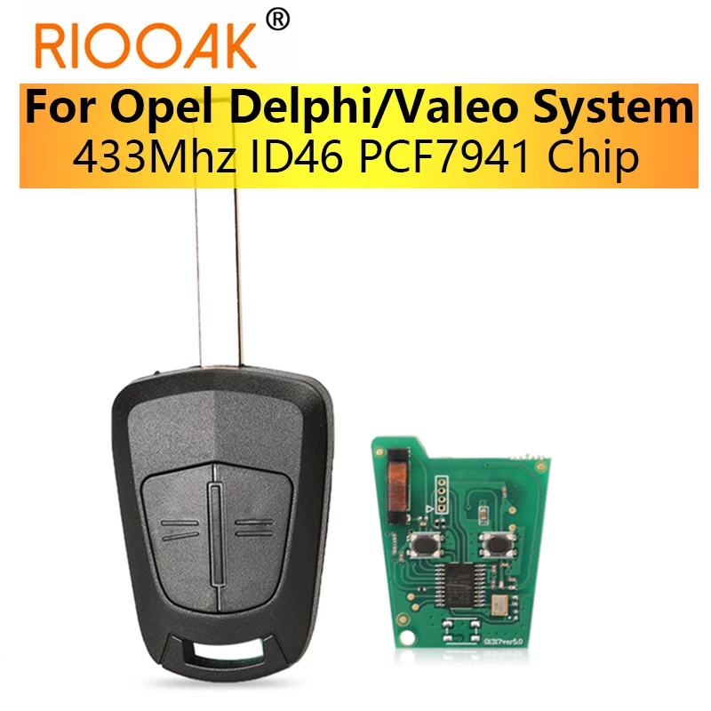 Car Remote Key 433Mhz with ID46 PCF7941 Chip for Opel/Vauxhall Astra H 2004-2009 Zafira B 2005-2013 Corsa D 2007-2012 Meriva B