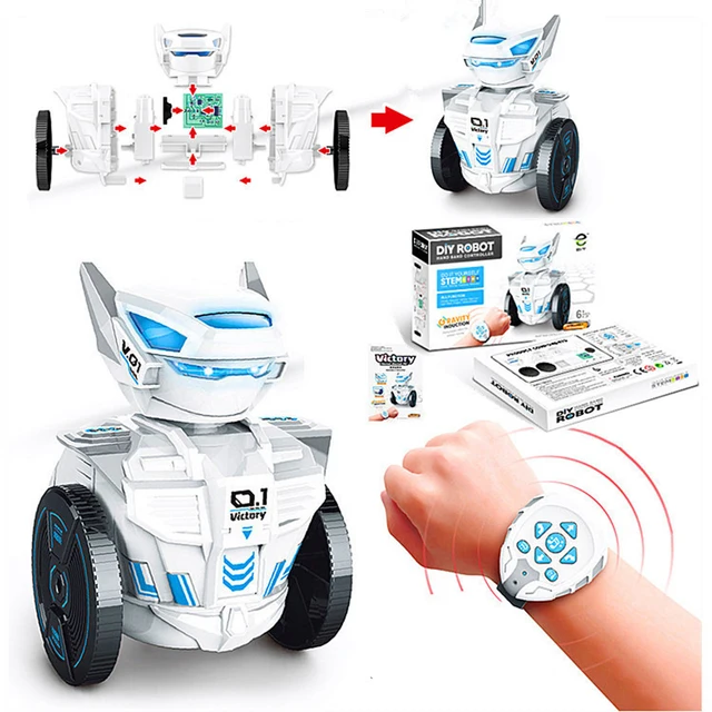 DIY Robot Hand Band Controller Assembly Model Educational Toys Gravity Induction Wireless Watch Remote Control Robot For Kids 2