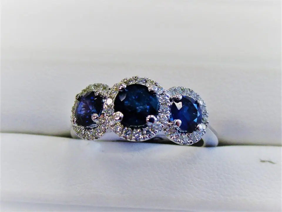 Wedding Rings Women 925 Sterling Silver Luxury Big Round Blue CZ Fine Jewelry Gift