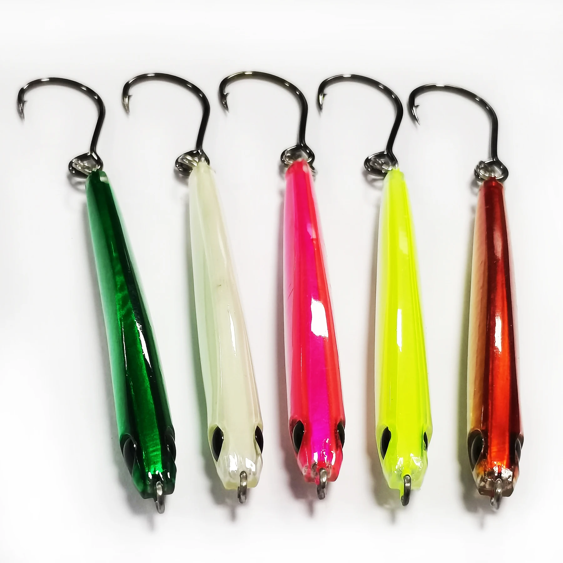 5pcs Epoxy Resin Jigs Epoxy Fishing Jig Lure Mixed Colors with Strengthen  Single Hook Great for Striped Bass Tuna and Game Fish