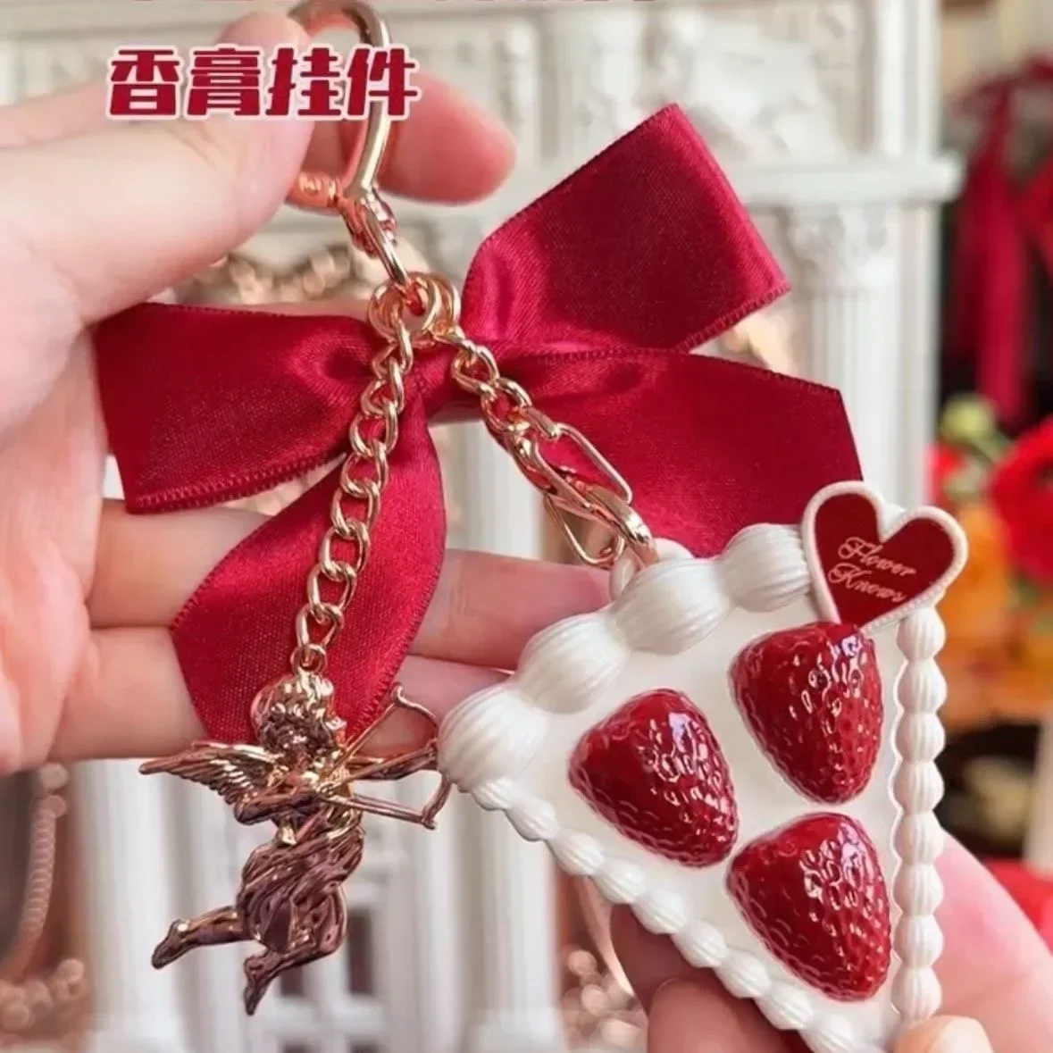 Solid Perfume Flower Knows Strawberry Cupid Collection Portable Solid Balm Aromatic Deodorant Long-lasting Cake Pendant