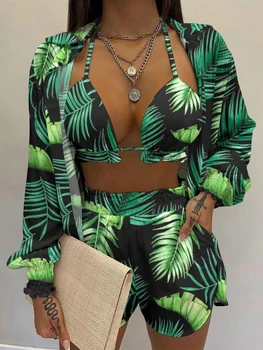nuovo set bikini a vita alta 3 pezzi 1