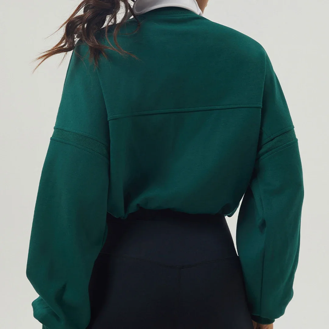 Bunny Hoodies Half Zip Swearshirt Winter Fashion Clothing Zipper Crop Top Women Yoga Wear Sport Exercise Pullover