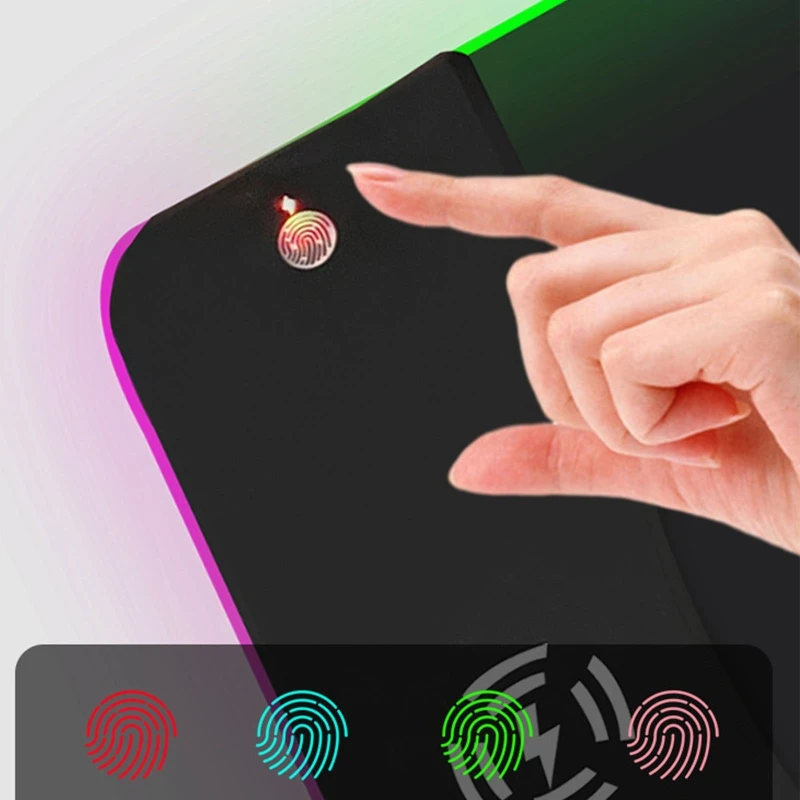 Carregamento sem Fio Mouse Pad Gamer Mousepad Rgb Luminosa Esteira de Mesa Computador Portátil Teclado Antiderrapante Brilhante Led 15w - Imagem 2