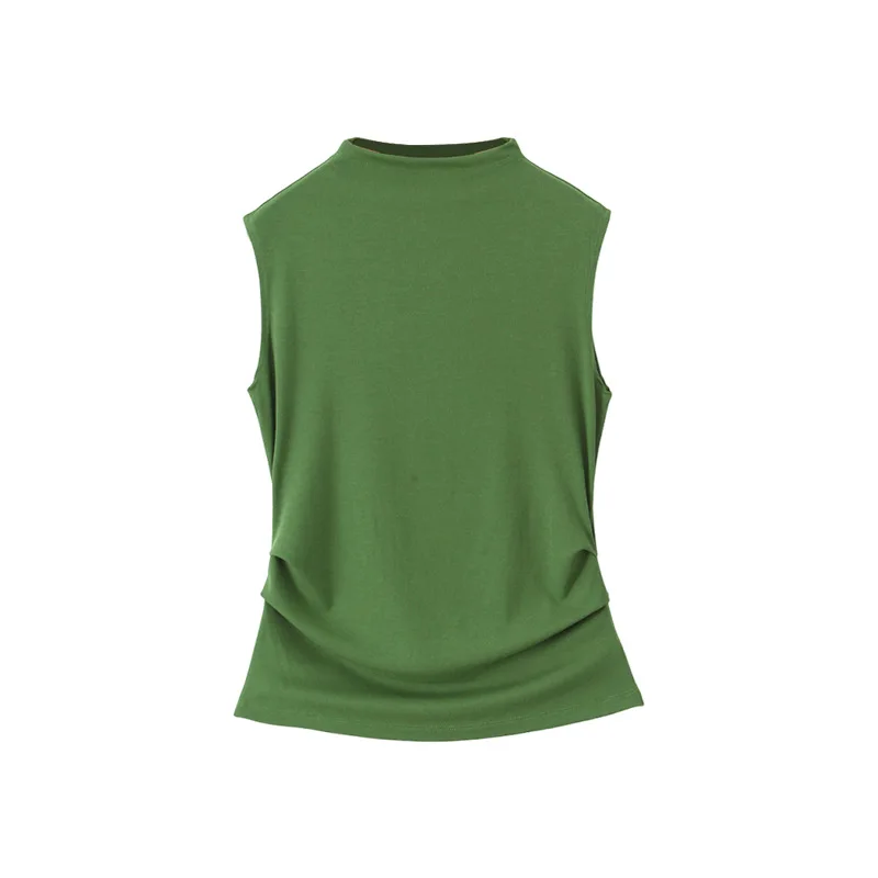 Women's Plus Size Mock Neck Sleeveless Top - French Chic Slim -Tank Top With Fold Detail, Premium Modal Fabric & Stretch Comfort