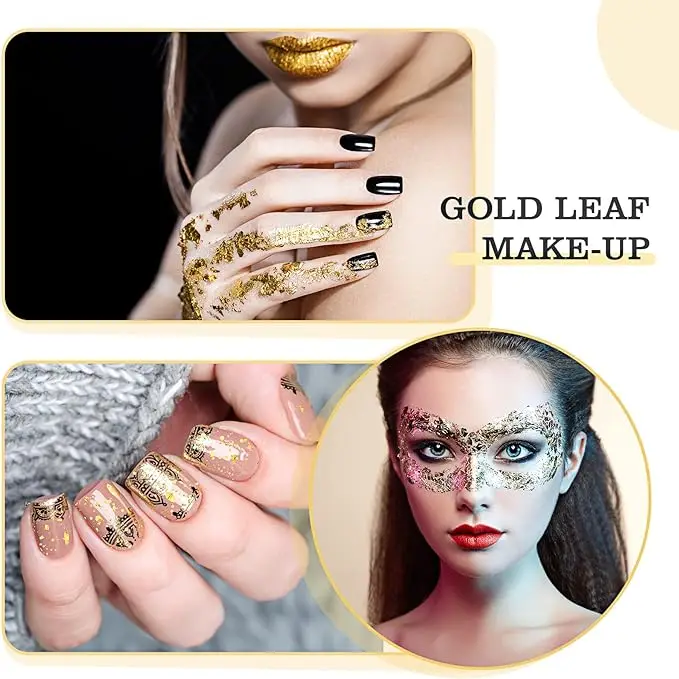 100 Sheets Gold Leaf Sheets DIY Nail Painting Gold Leaf Paper Art Craft Paper Wedding Cake Dessert Birthday Party Decorations