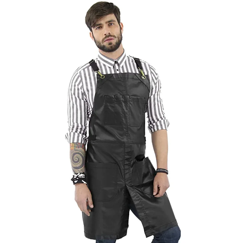 

Fashion Korean Waterproof Wash Free Cross Apron Carpenter Electrician Coffee Barber Shop Floral Work Clothes Men Women Aprons