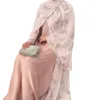 Robe d'Aïd pour femmes, abaya musulmane, ensemble 3 pièces, robe longue en mousseline de soie, kaftan, robes de fête du Ramadan, vestidos, Maroc, Dubaï, jalabiya, arabe
