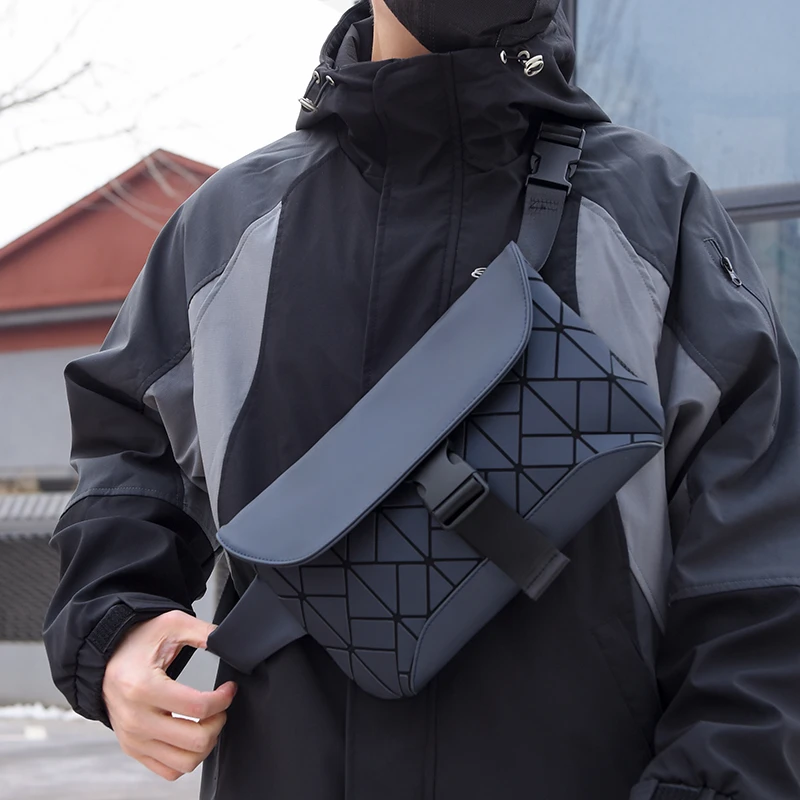 Trendy Street Men's Crossbody Diamond Shoulder Adjustable Shoulder Strap One piece Waist Bag Lightweight Cycling Bag