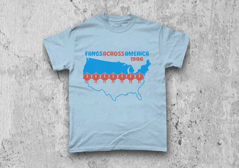 

Fangs Across America 1986 Limited Edition Shirt. Cult Classic Horror Movies.