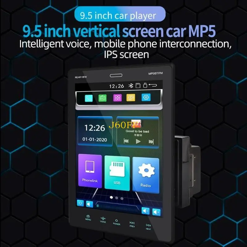 J60F 수직 스크린 블루투스 호환 차량용 MP5 비디오 플레이어 라디오 FM 멀티미디어