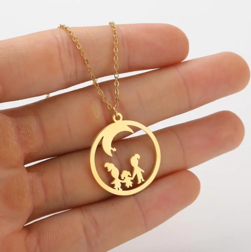 SMJEL Vintage Crescent Blume Edelstahl Halskette Mond Sterne Hexe Anhänger Halskette für Frauen Kette Schmuck Party Geschenk – Detail 10