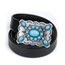 1pc Retro Zinc Alloy Blue Turquoise Decor Men's Belt Buckle Western Casual Jeans Belt Head Fastener Clothes Supplies Accessories
