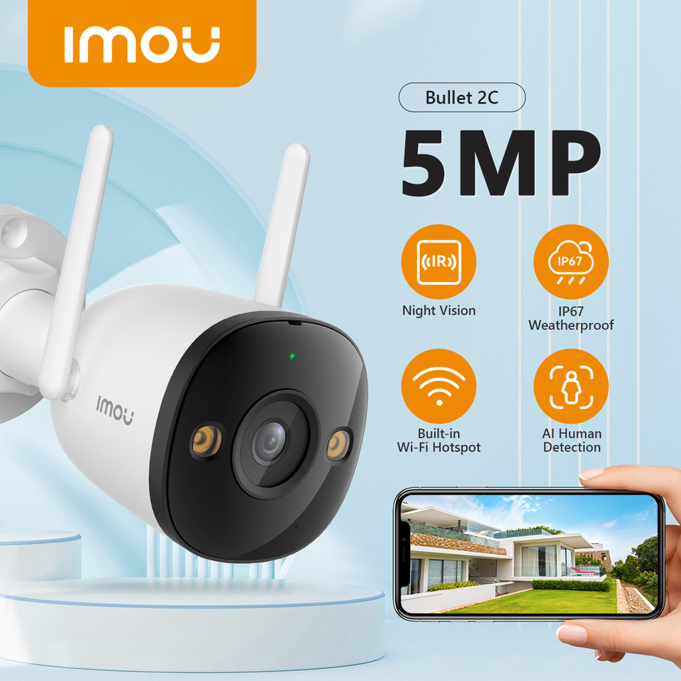  IMOU Outdoor Bullet 2C 5MP Wifi Camera Weatherproof AI Human Detection Outdoor Surveillance ip Camera 