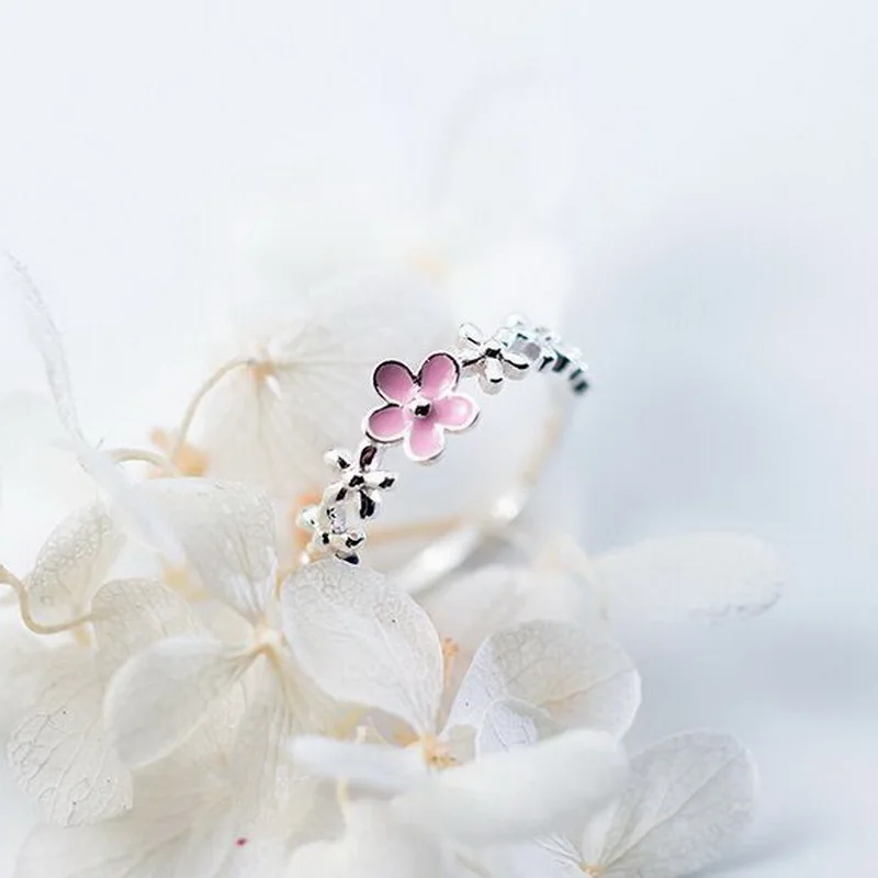 Anelli di fiori di rosa Vintage per le donne stile coreano regolabile Sakura Princess Finger Ring Bride Wedding Engagement Party Jewelry