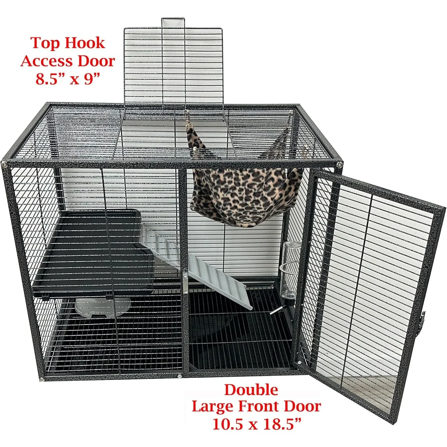 Two Story Extra Large 4-Level Double Front Doors Wrought Iron Cage Tight 1/2-inch Spacing Rolling Stand Hammock 6