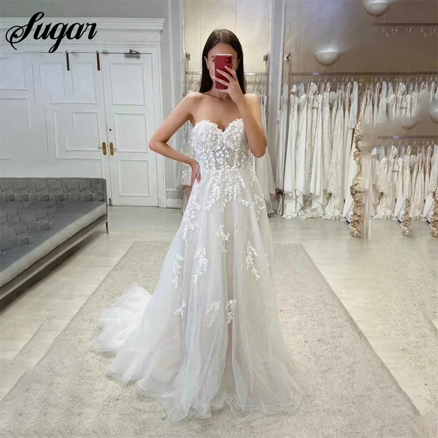 Elegante Uma Linha Princesa Vestidos De Casamento 2022 Querida Sem Mangas Vestido  De Noiva Rendas Apliques Vestido De Noiva Vestidos De Novia - Vestidos De  Casamento - AliExpress