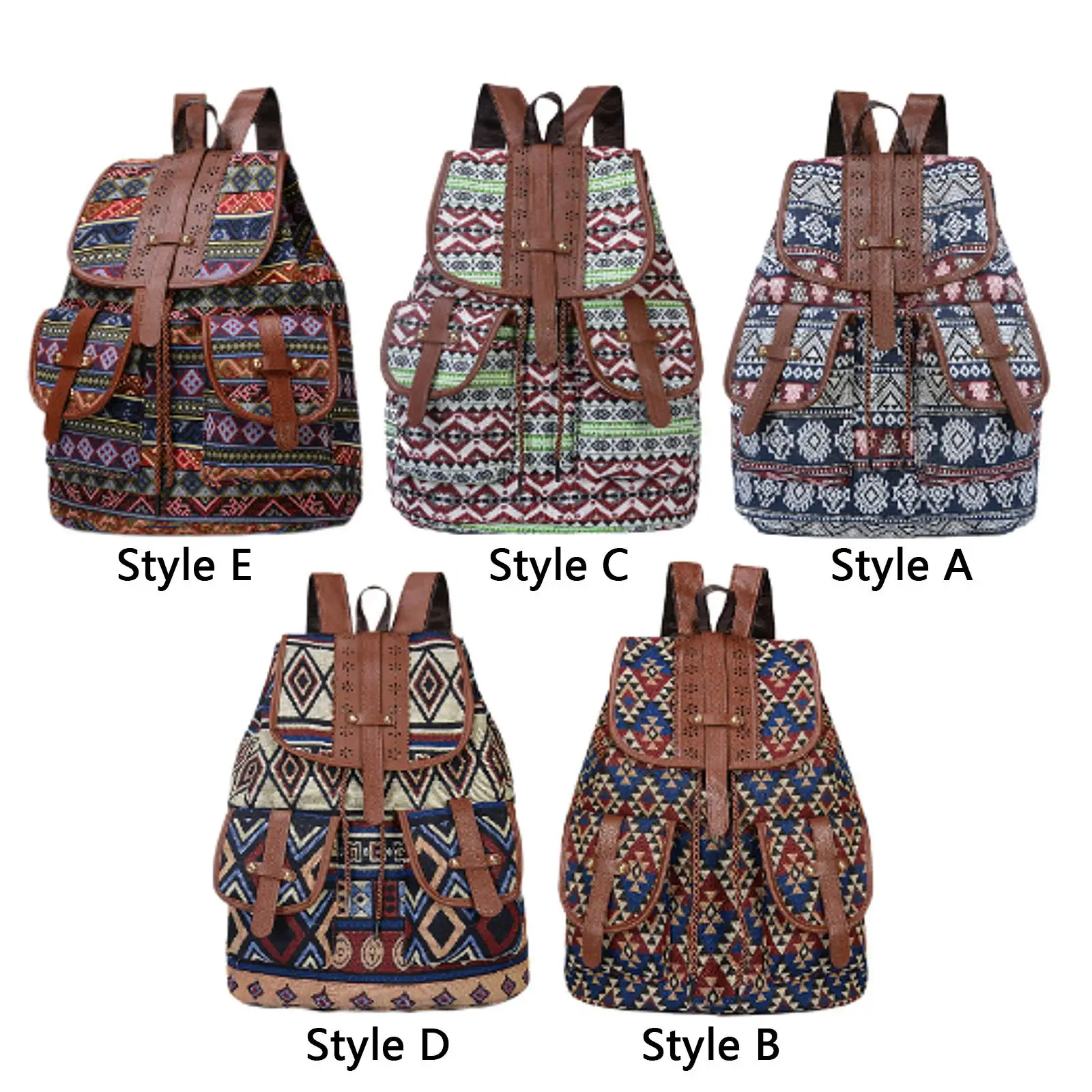 Women Ethnic Retro Design Pattern Backpack for Outdoor Backpacking Shopping