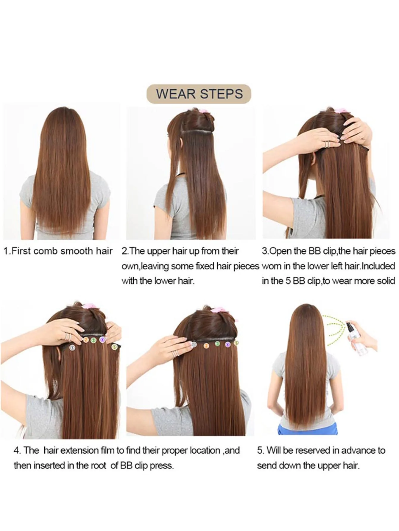 H&STAR 5Clips  Synthetic  One Piece Hair Extension Wavy Hair  Clip in  Balayage Gradient Ombre Color Modern Cosplay  Hairpieces