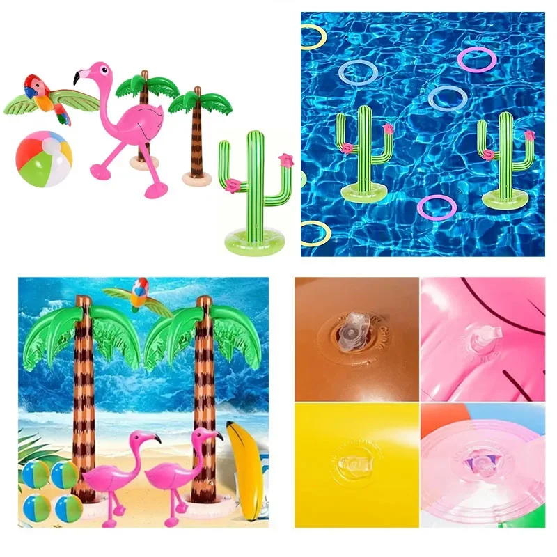 Windproof Inflatable Palm Tree and Parrot Decor Set Essential for Summer Pool Parties Beach Weddings Tropical Theme Events