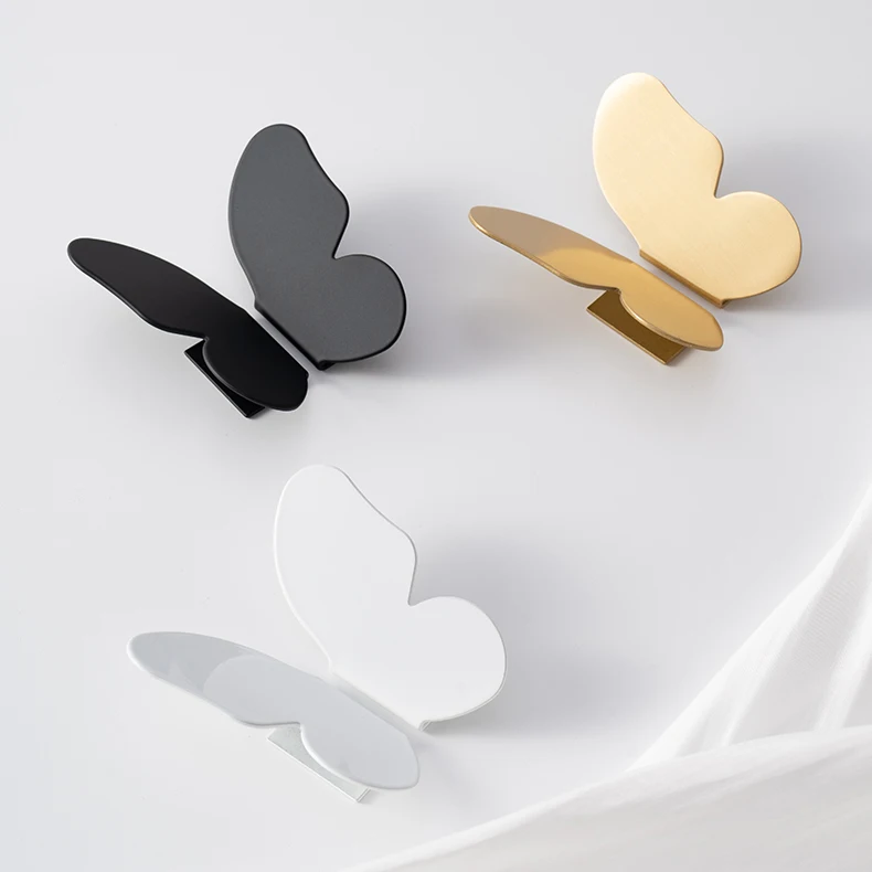 butterfly cabinet knob black white gold options
