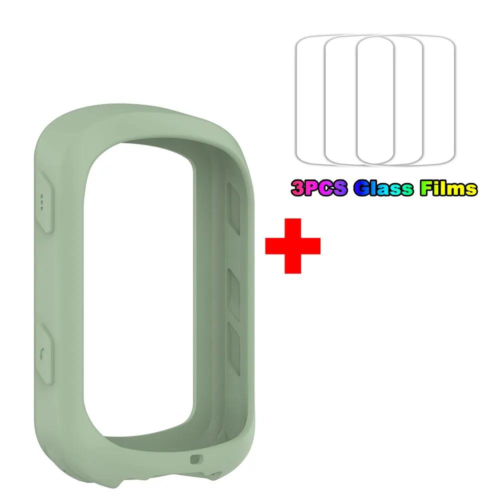 Solar Protective Case Cover + 3 PCS Glass Film Set for Bike GPS Silicone Shell Protector