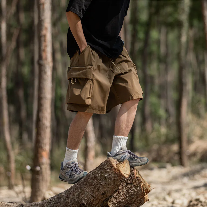 

Three Dimensional Large Pocket Baggy Cargo Shorts Men'S Summer Retro Casual Elastic Rope Sports Function Day Five-Quarter Pants