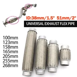 38/51mm Stainless Steel Car Exhaust Flex Pipe Double Braided Flex Connector Piping Weld Flexible Joint Tube for Muffler Silencer
