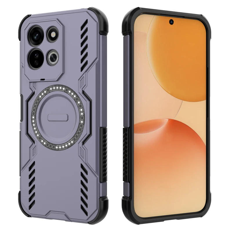 ELVEV Magnetic Wing Shield Case - Hard PC + Soft TPU Wireless Charging Phone Cover