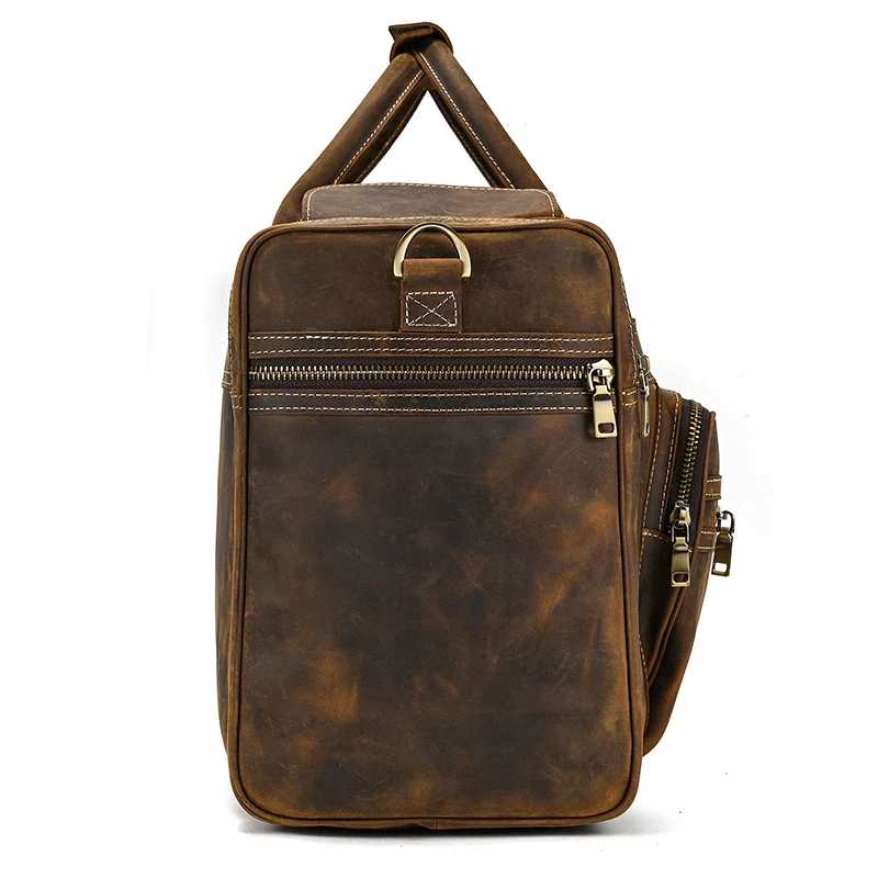Large Capacity Men’s Black Travel Leather Duffle Bag