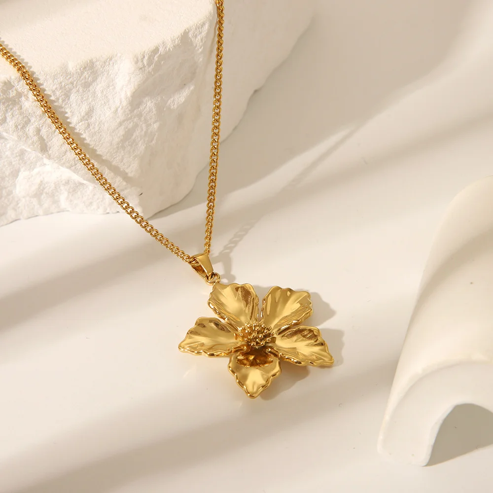 Trendy Golden Flower Earrings for Women Waterproof Stainless Steel Stylish Ear Accessories on Instagram 5