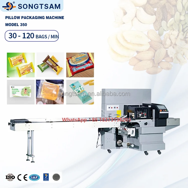 Snacks Rapping Machine Small One Automatic Loaf Bread Cookie Snacks Horizontal Pillow Packing Wrapping ...