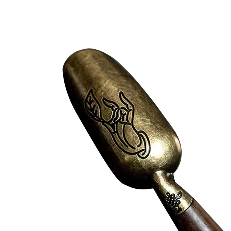 Tea Spoons Solid Wood Long Handle Alloy Divided Teaspoons Tea KongFu Ceremony Utensils Set Nuts Scoop Spice Shovel
