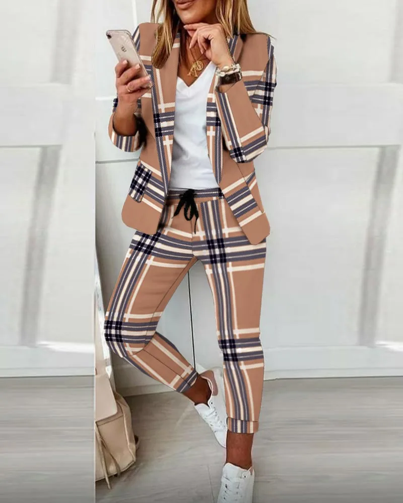 Women Blazer Pants Sets Suits 2023 New in Fashion Drawstring Pants Suit Ladies Casual Female Two Piece Coat Trouser Set Outfits