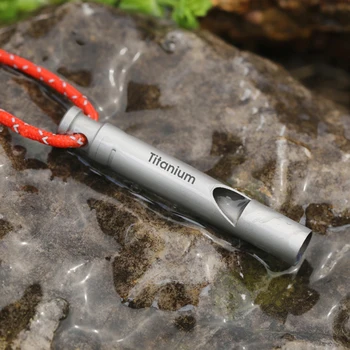 Ultralight Titanium Emergency Whistle with Cord Outdoor Survival Camping Hiking Exploring Camping Whistle 3