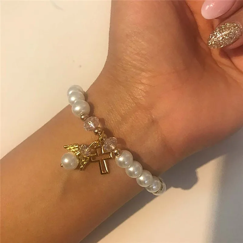 Baby Shower Bracelet 1pcs/10pcs Angel Baptism Gift Wooden Bead Initial Letter