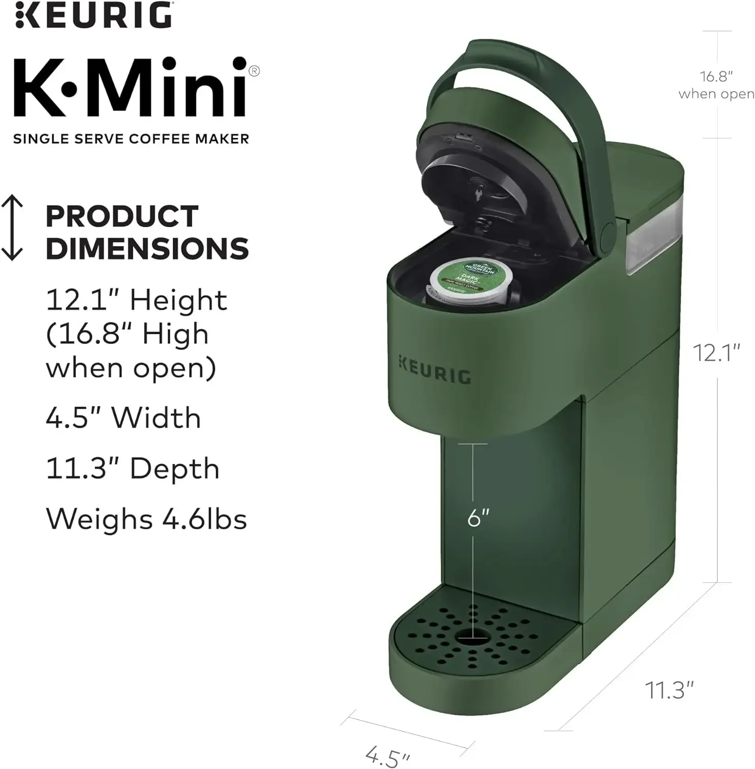 NEW K-Mini Single Serve Coffee Maker, Evergreen Kitchen Appliances 4