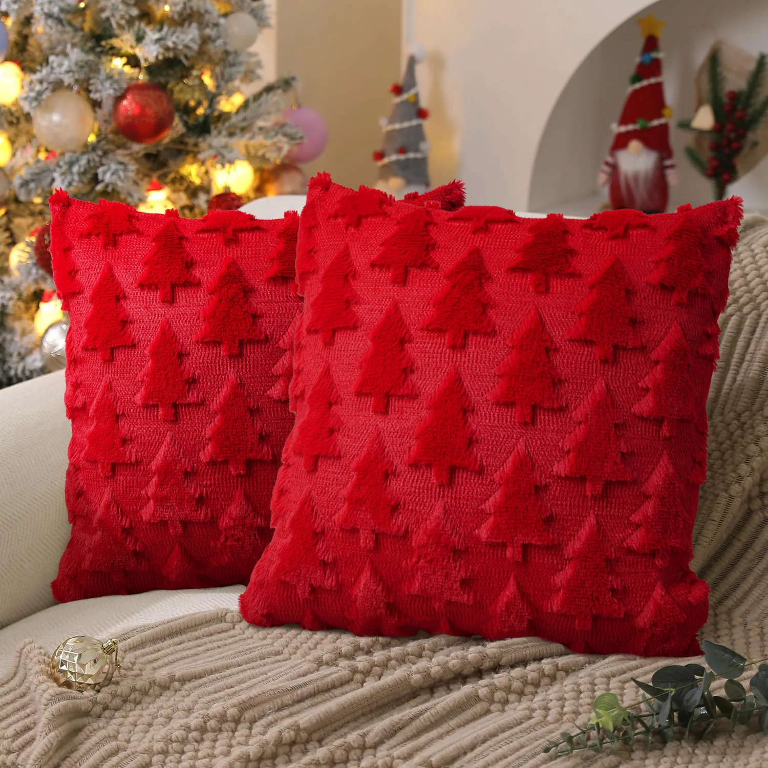 Green Christmas Throw Pillow Cover Image 8
