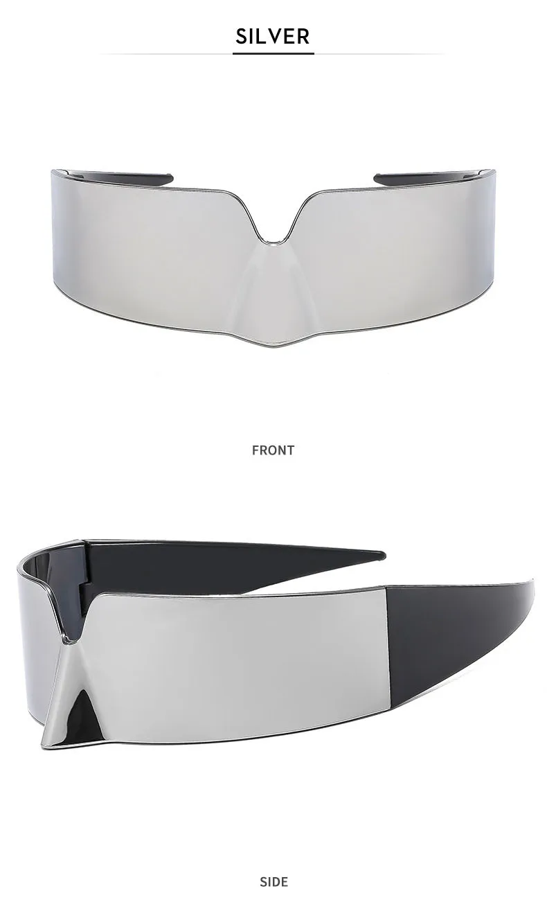 Y2K Luxus Designer Vintage Randlose Sonnenbrille für Damen und Herren Punk Party Vogelnase Maskierte Sportbrille UV400 – Detail 6
