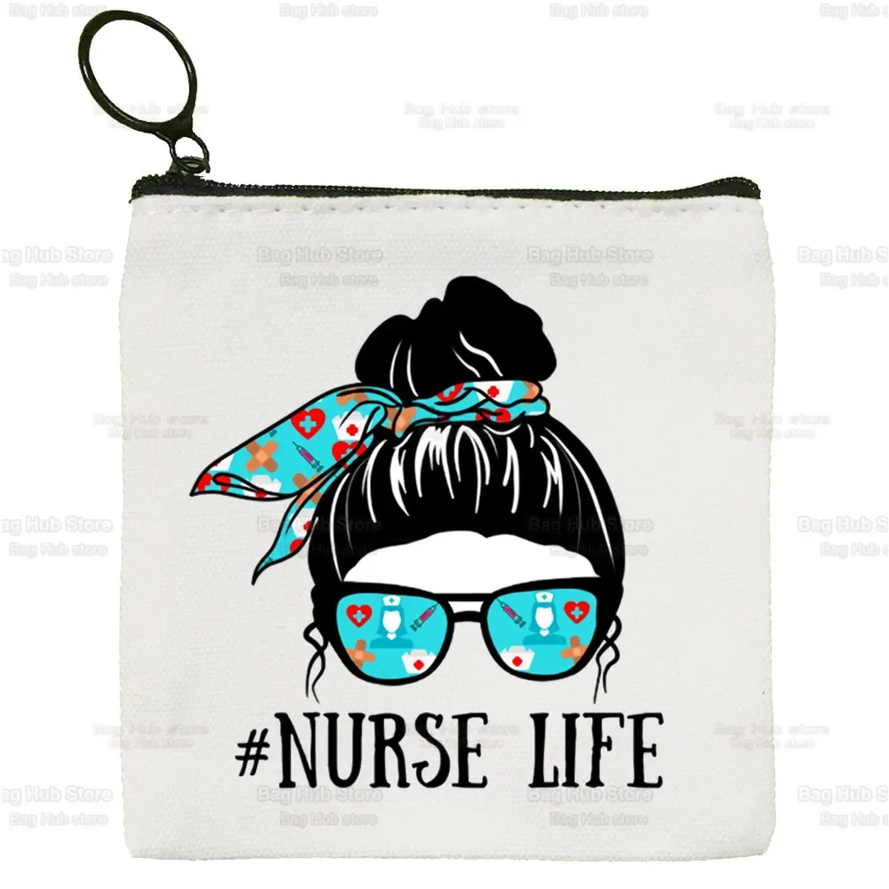 Sono Un Infermiere Life Canvas Purse Card Key Mini Purse Pouch We Can Do It Nurse Girl Kids Children Cute Small Zipper Coin Purse