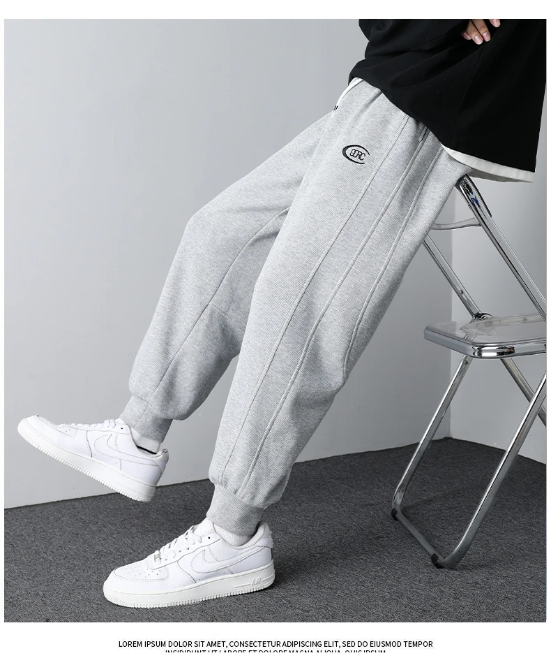 slim fit golf trousers Mens Plus Size Sweaterpants 130KG 8XL -M 100% Polyester Oversize Boy's Casual Trousers Teenagers Ankle Tied Spring Pants 2281 gray sweatpants