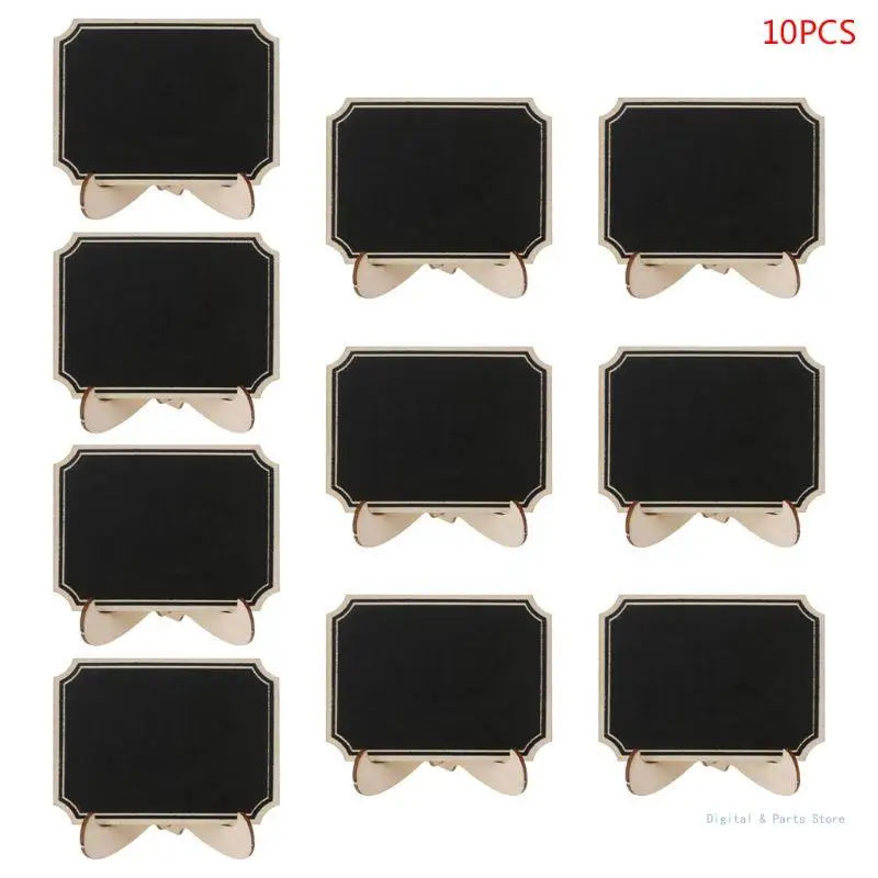 

M17F 10pcs Wooden Mini Blackboard Table Sign Memo Message Stand Chalk Board Wedding