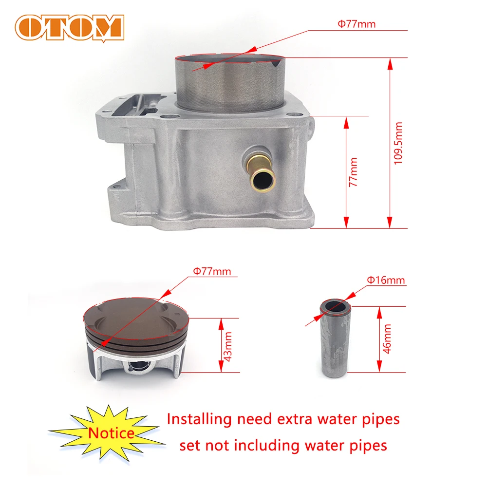 OTOM 오토바이 실린더 키트, ZONGSHEN ZS174MN-3 CBS300 CBS350 엔진 부품, 에어 실린더 블록 피스톤 링 가스켓 세트, 77mm