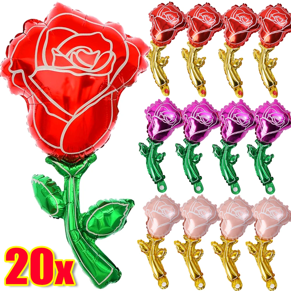 

Rose Flower Balloons Mini Rose Handhold Balloons Valentines Mother's Day Wedding Decoration Kid Gifts Baby Shower Party Supplies