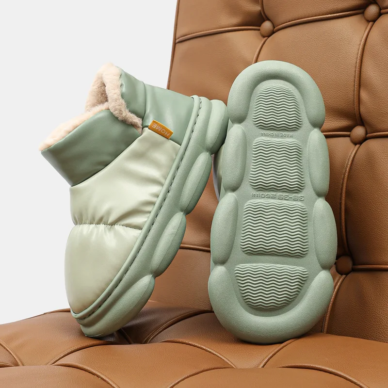 Bebealy Women Shoes Fur House Shoes Winter Waterproof Men Shoes Outdoor Casual Warm Ankle Shoes For Women 2024 Home Slippers