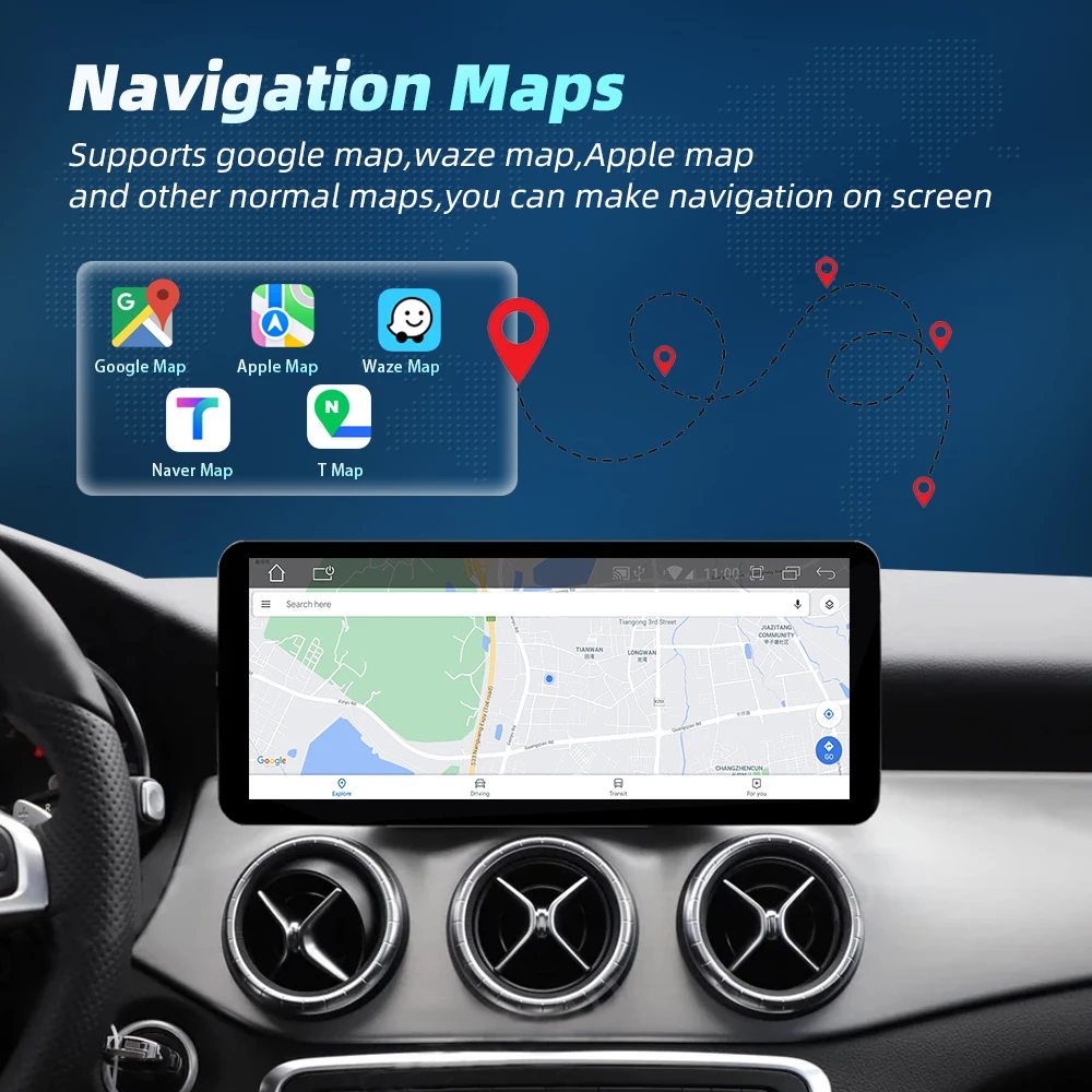 Qualcomm Wireless Carplay para Mercedes Benz Clase C GLC V X W205 W446 2014-2018 Pantalla Táctil Android Auto Radio Multimedia 8